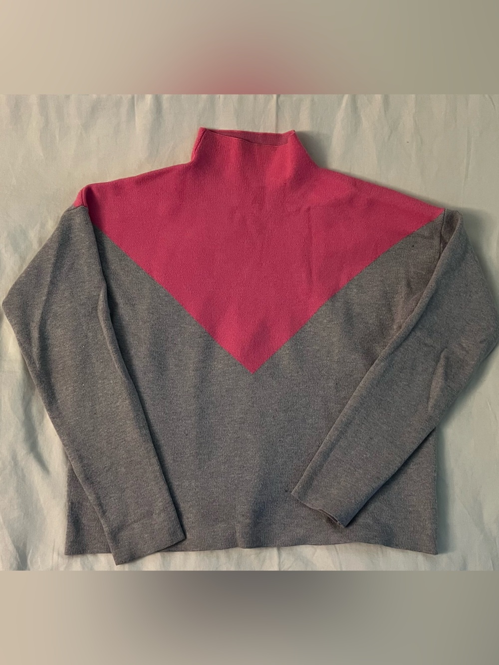 Cynthia Rowley Gray and Pink Colorblock Sweater